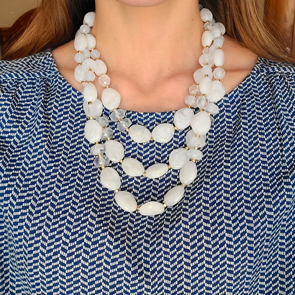 The Limited White Beaded Necklace 12$